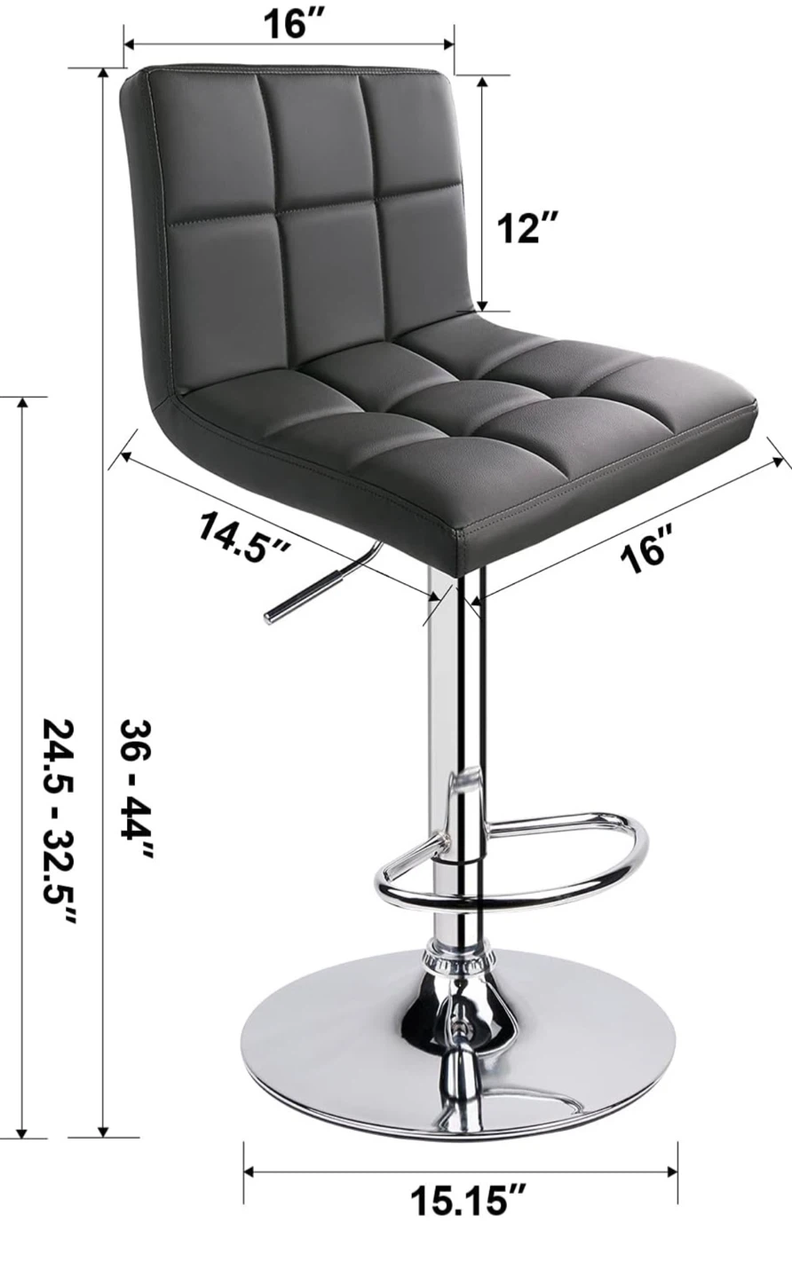 Set of 4 Adjustable Grey Bar Stools - photo 3