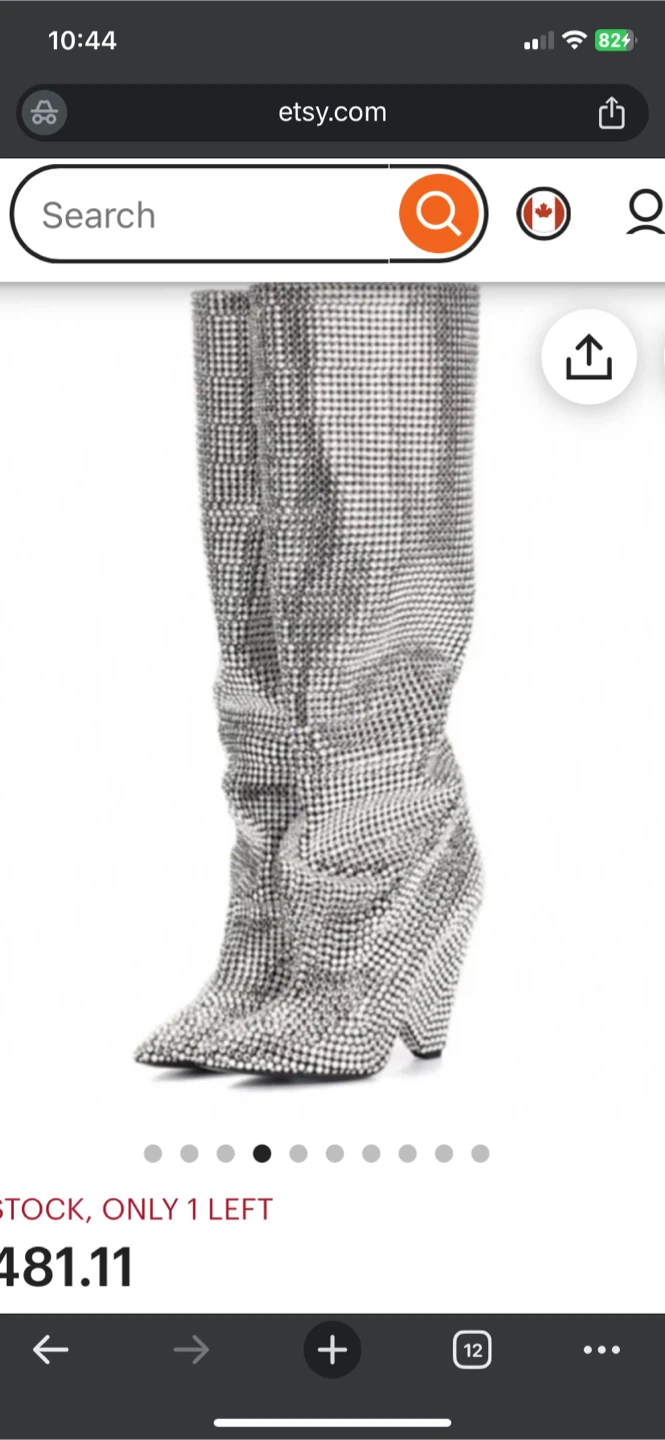 Silver Rhinestone Knee-High Boots