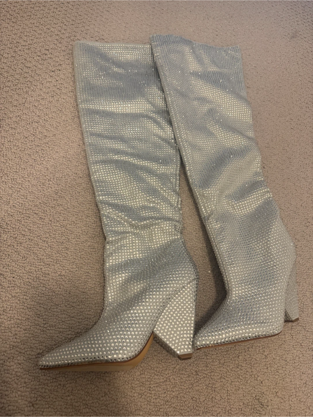 Silver Rhinestone Knee-High Boots - photo 2