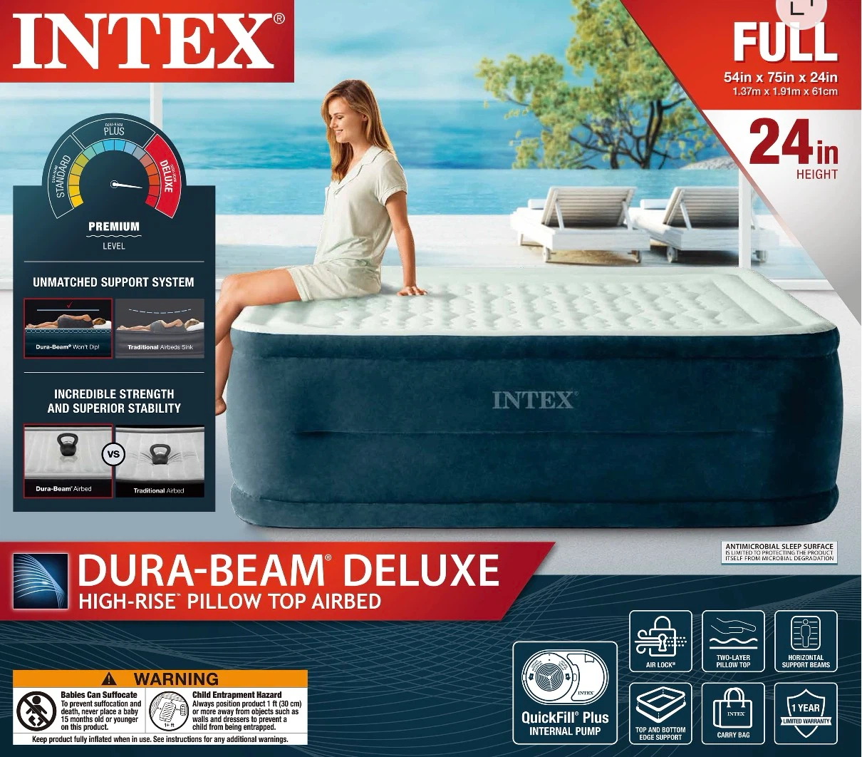 Brand New!! Intex 24" Full Dream Lux Pillow Top Dura-Beam Airbed