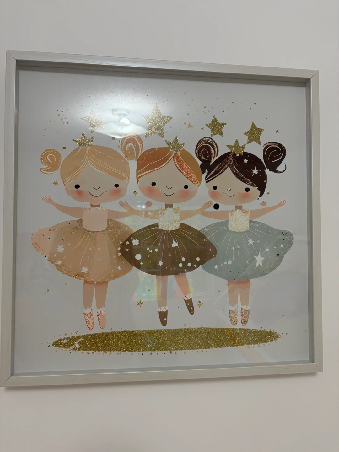 Framed Art Print - Three Ballerinas with Glass front