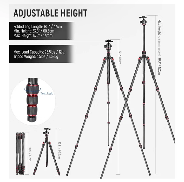 Neewer Carbon Fiber Tripod with Ball Head - photo 4