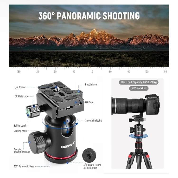 Neewer Carbon Fiber Tripod with Ball Head - photo 5