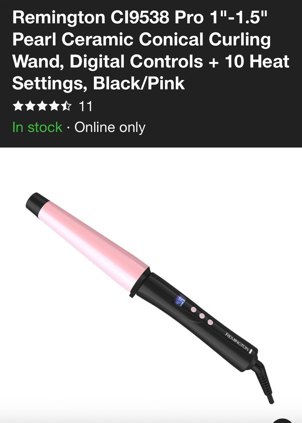Remington Pro Pearl Ceramic Conical Curling Wand - photo 2