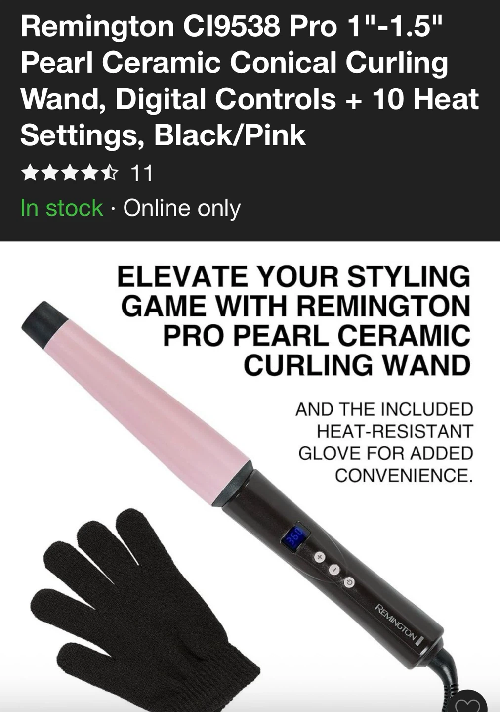 Remington Pro Pearl Ceramic Conical Curling Wand - photo 5
