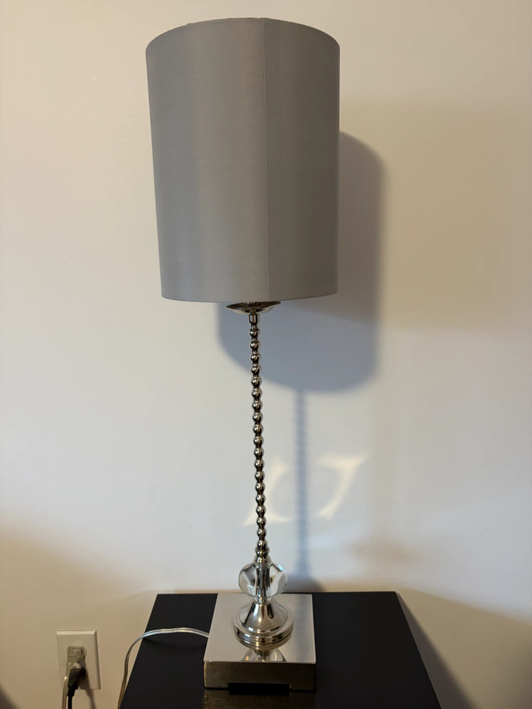 Grey Table Lamp with Beaded Stem