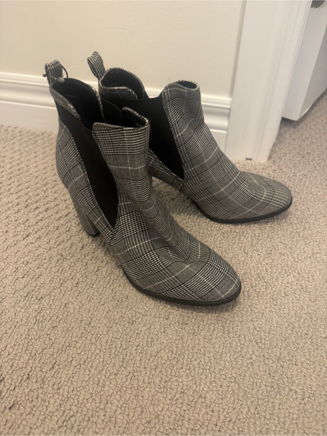 Plaid Block Heel Ankle Boots - photo 2