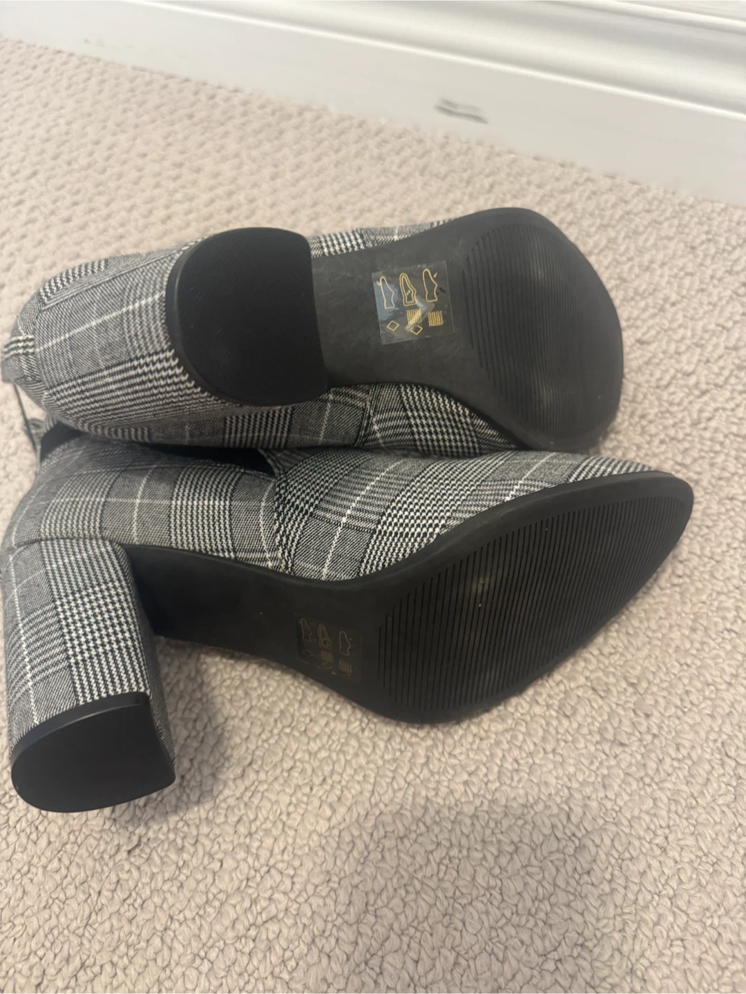 Plaid Block Heel Ankle Boots - photo 3