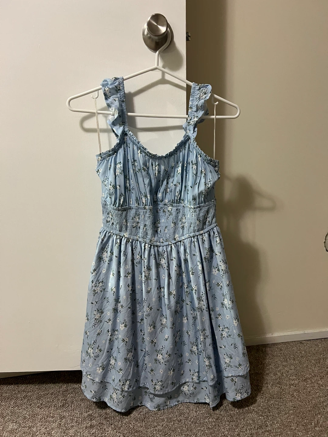 Bluenotes Blue Floral Smocked Dress - L/G