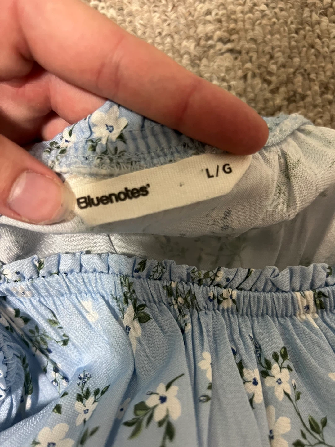 Bluenotes Blue Floral Smocked Dress - L/G - photo 3