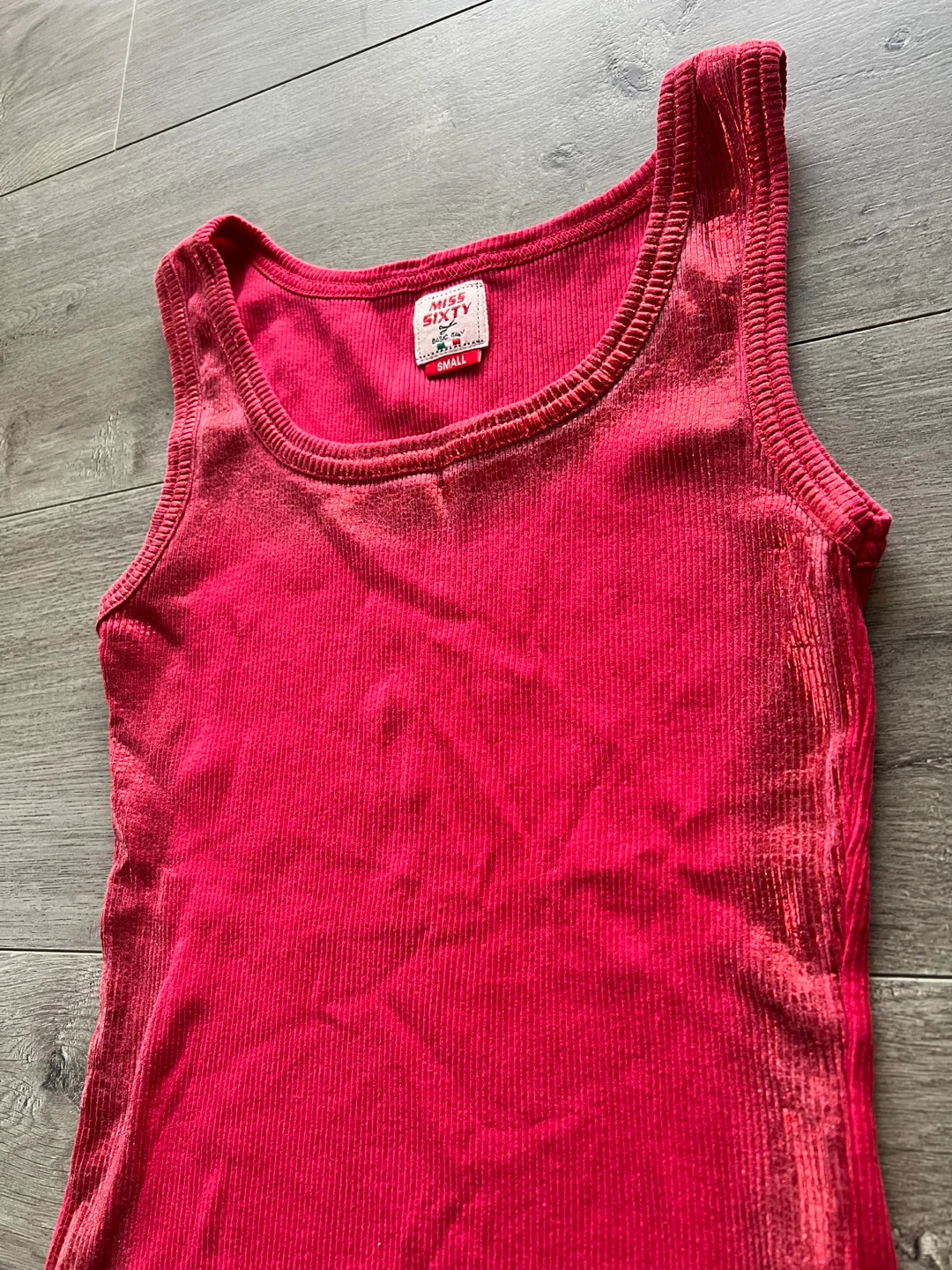 Miss Sixty Red Ribbed Tank Top Small - photo 3