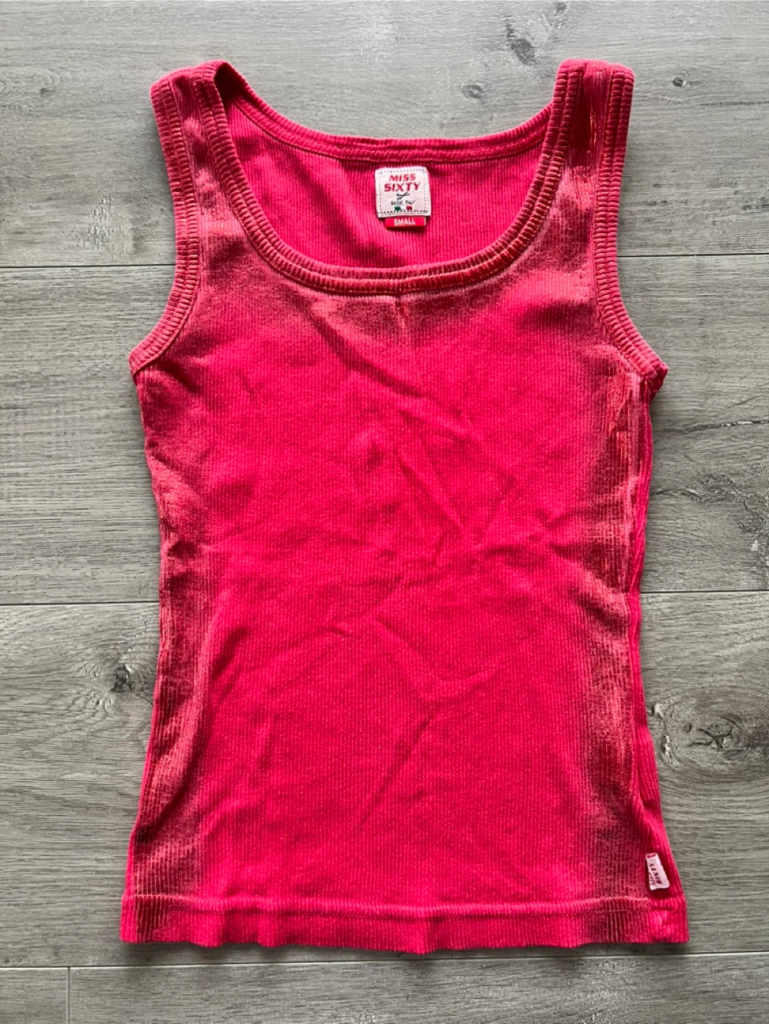 Miss Sixty Red Ribbed Tank Top Small