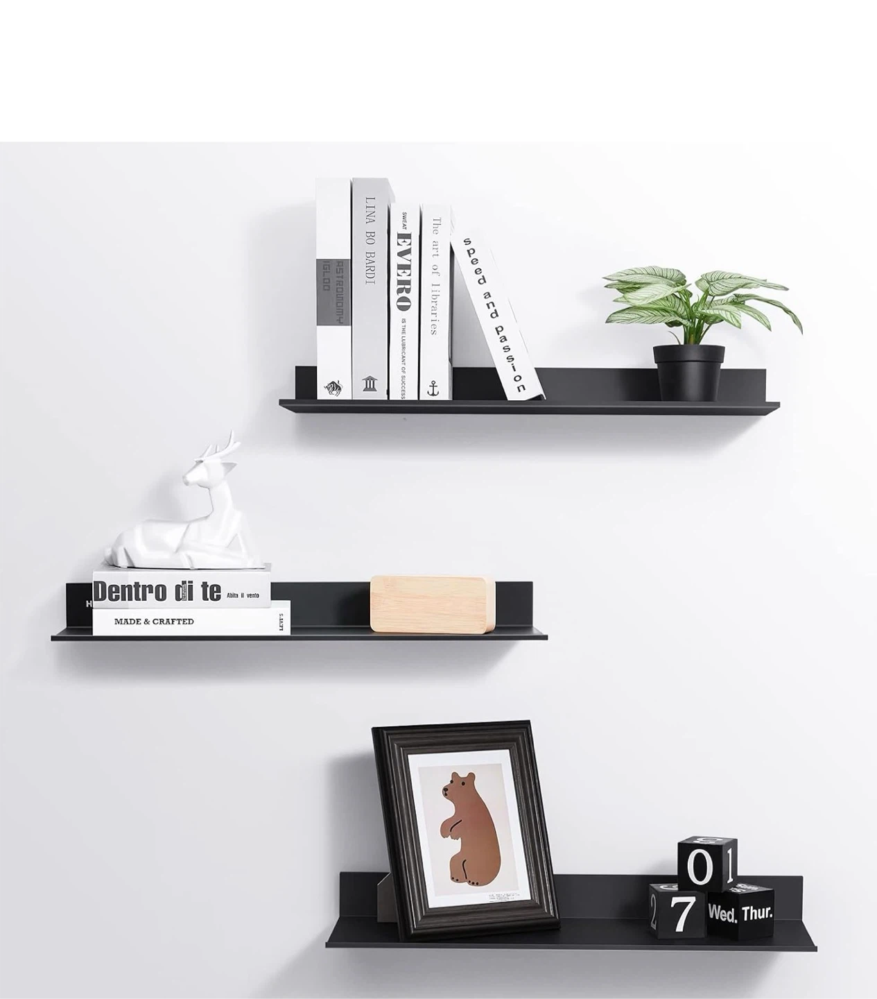BRAND NEW!! HIGOLD Black Floating Wall Shelf, 24" W x 8" D - photo 2