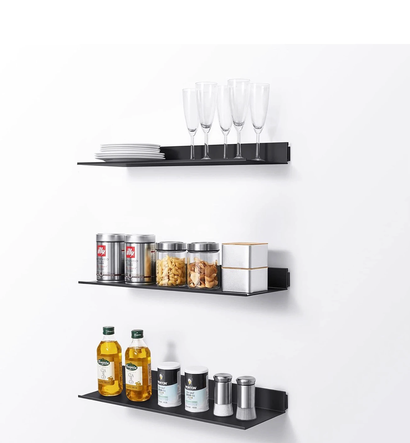 BRAND NEW!! HIGOLD Black Floating Wall Shelf, 24" W x 8" D - photo 3
