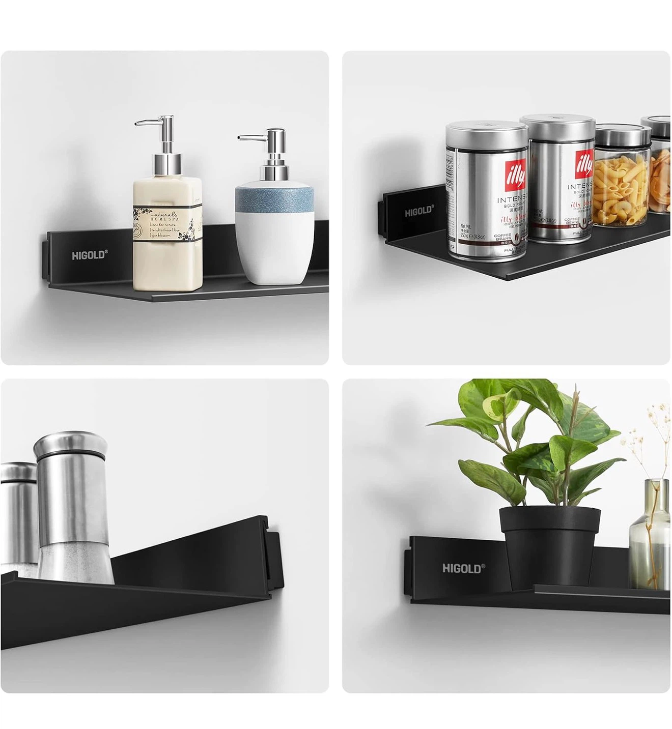 BRAND NEW!! HIGOLD Black Floating Wall Shelf, 24" W x 8" D - photo 4