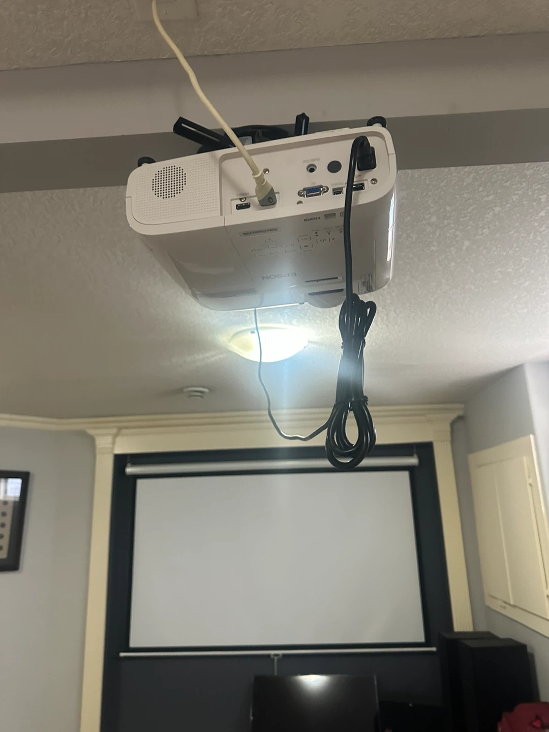 Home Cinema Projector Setup with Screen and Polk Speaker - photo 3