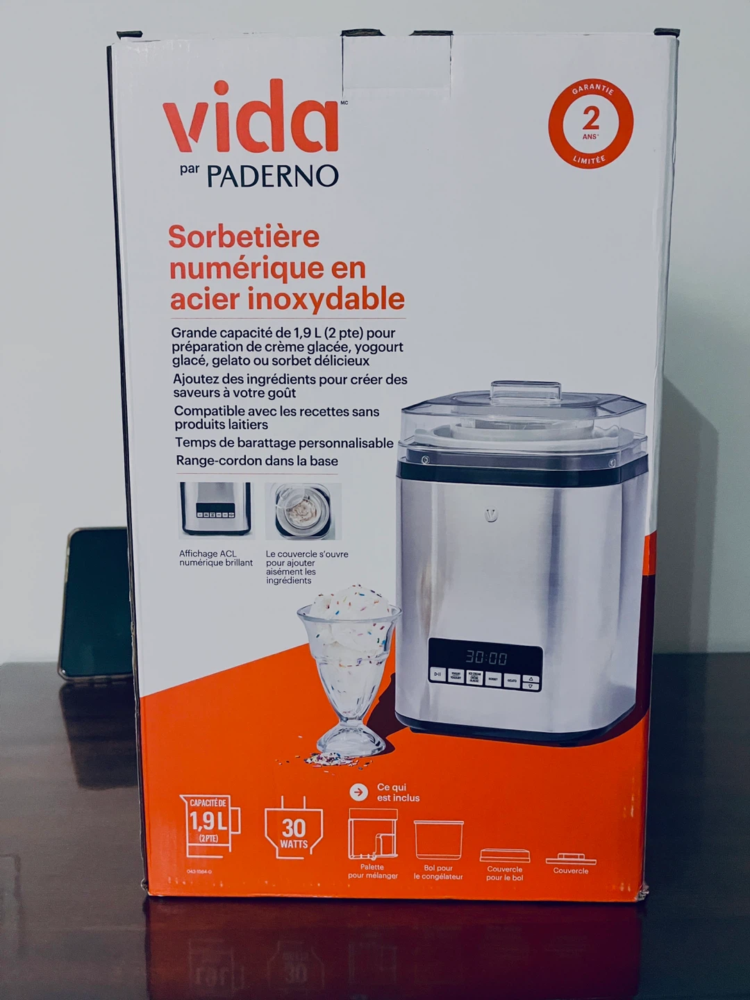 Brand new Vida Stainless Steel Ice Cream Maker