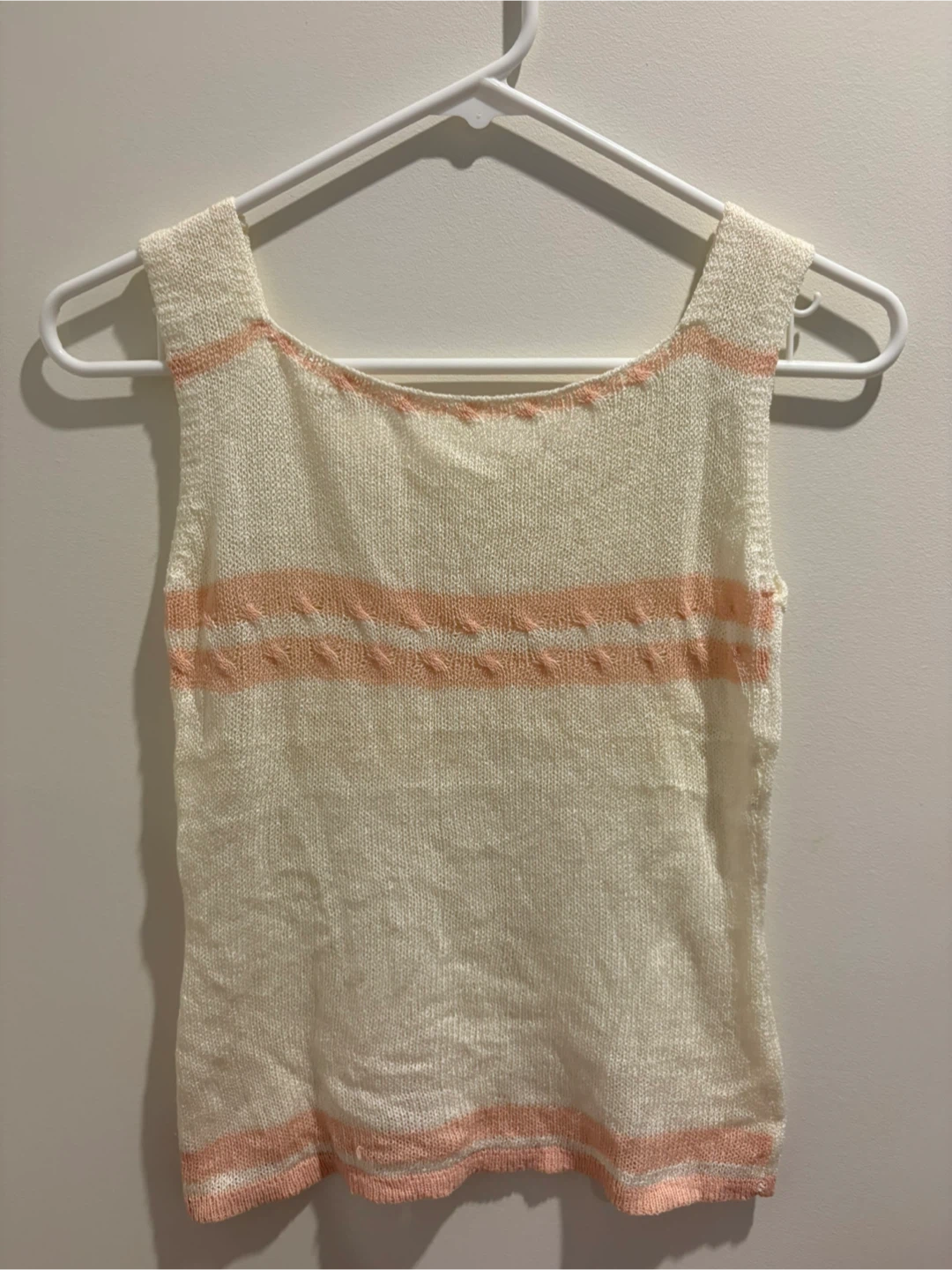 Cream and Pink Knit Tank Top