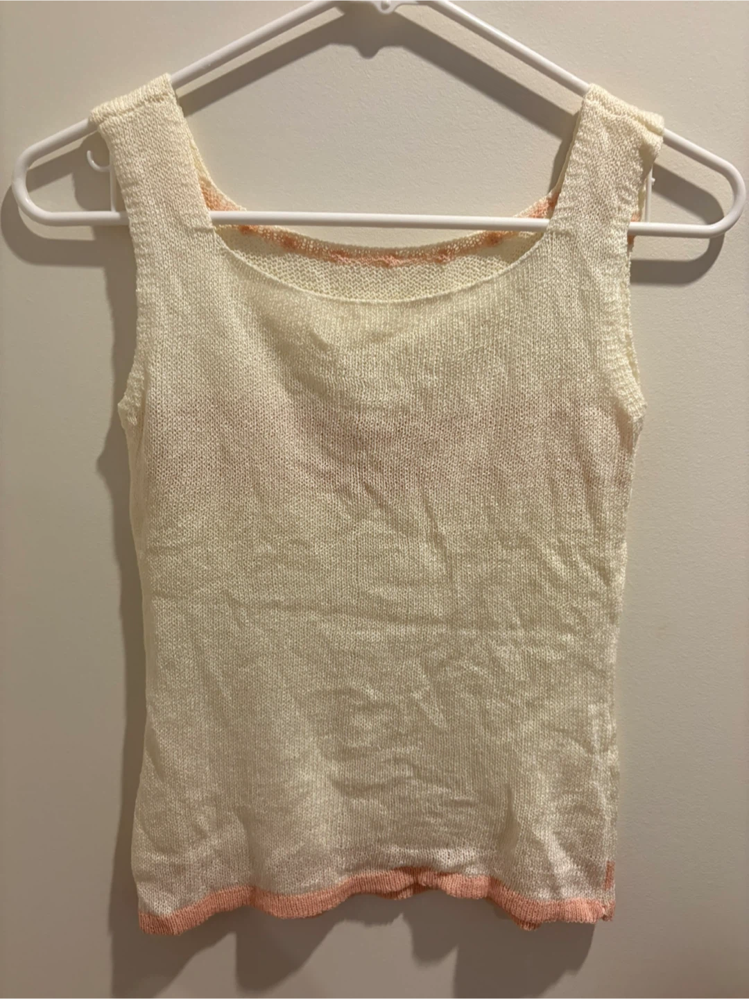 Cream and Pink Knit Tank Top - photo 2