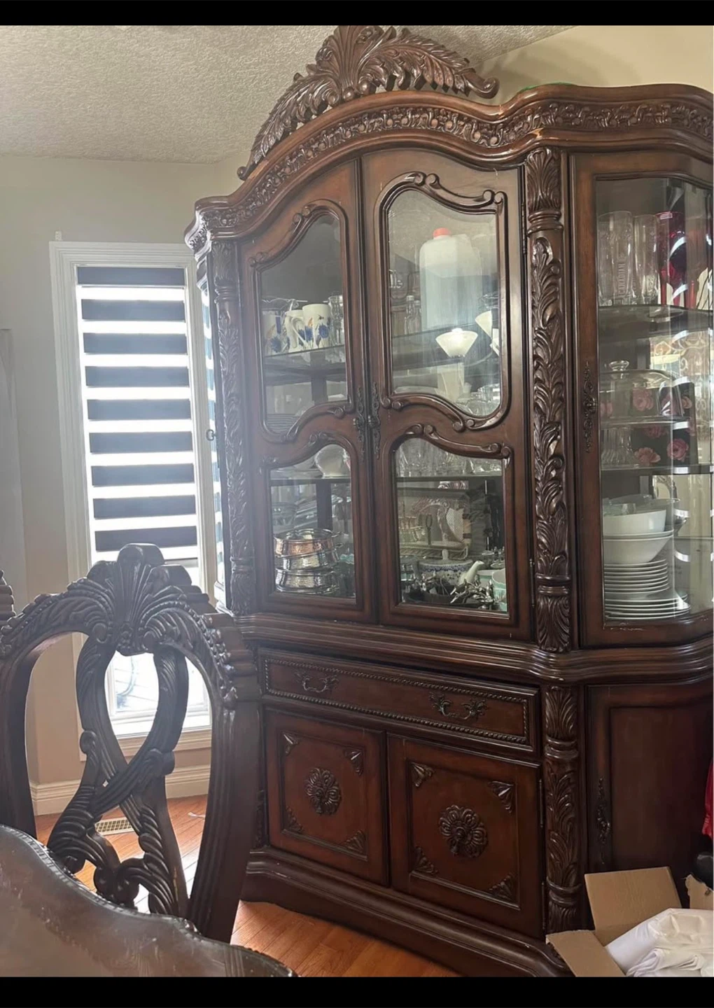 Ornate Wood China Cabinet