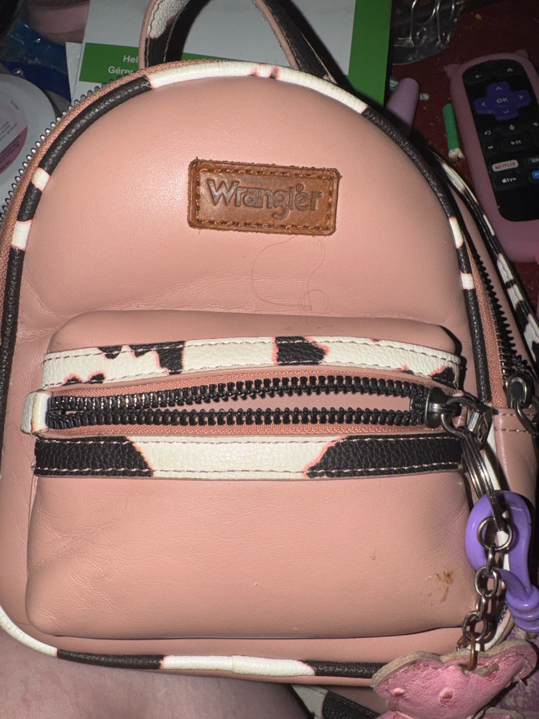 Wrangler Pink Cow Print Mini Backpack