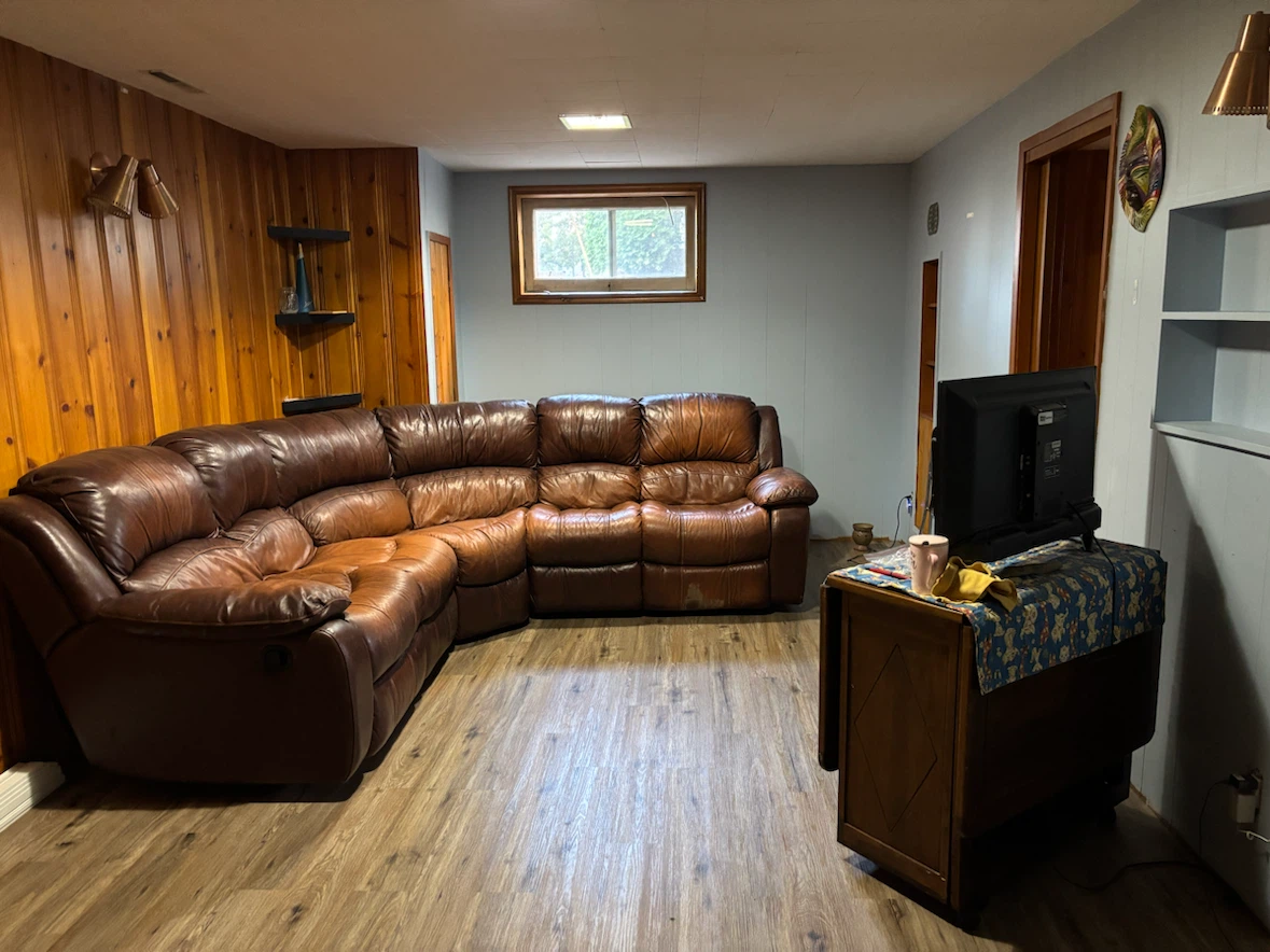 Brown Faux Leather Sectional Couch