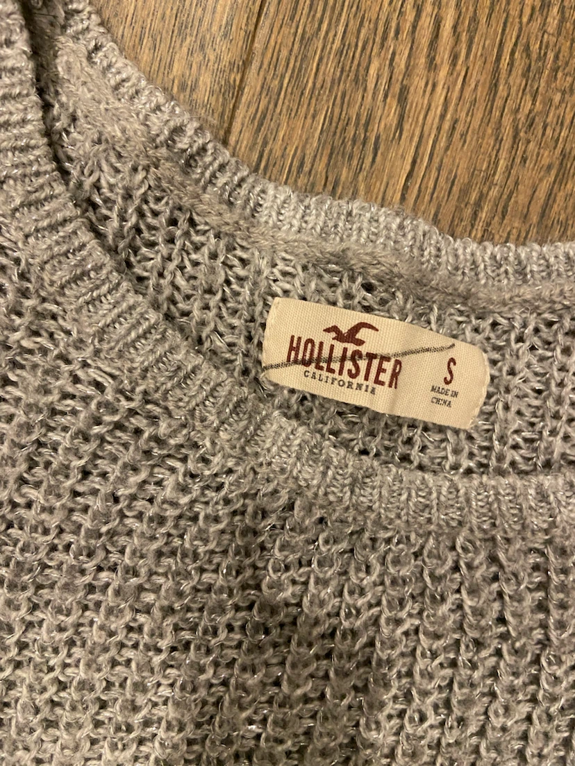 Vintage Hollister Silver Grey Glitter Open Knit Sweater Size S - photo 5