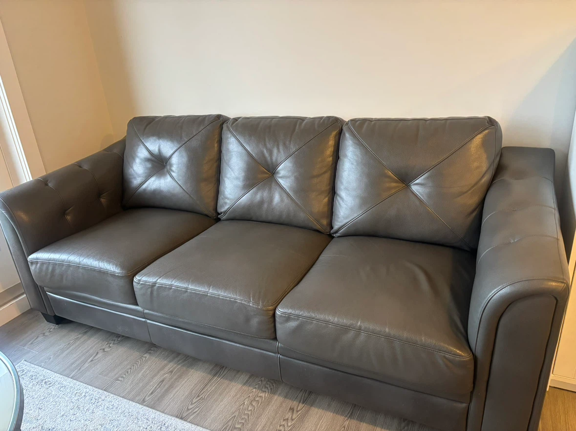 Grey Leather Sofa - photo 2