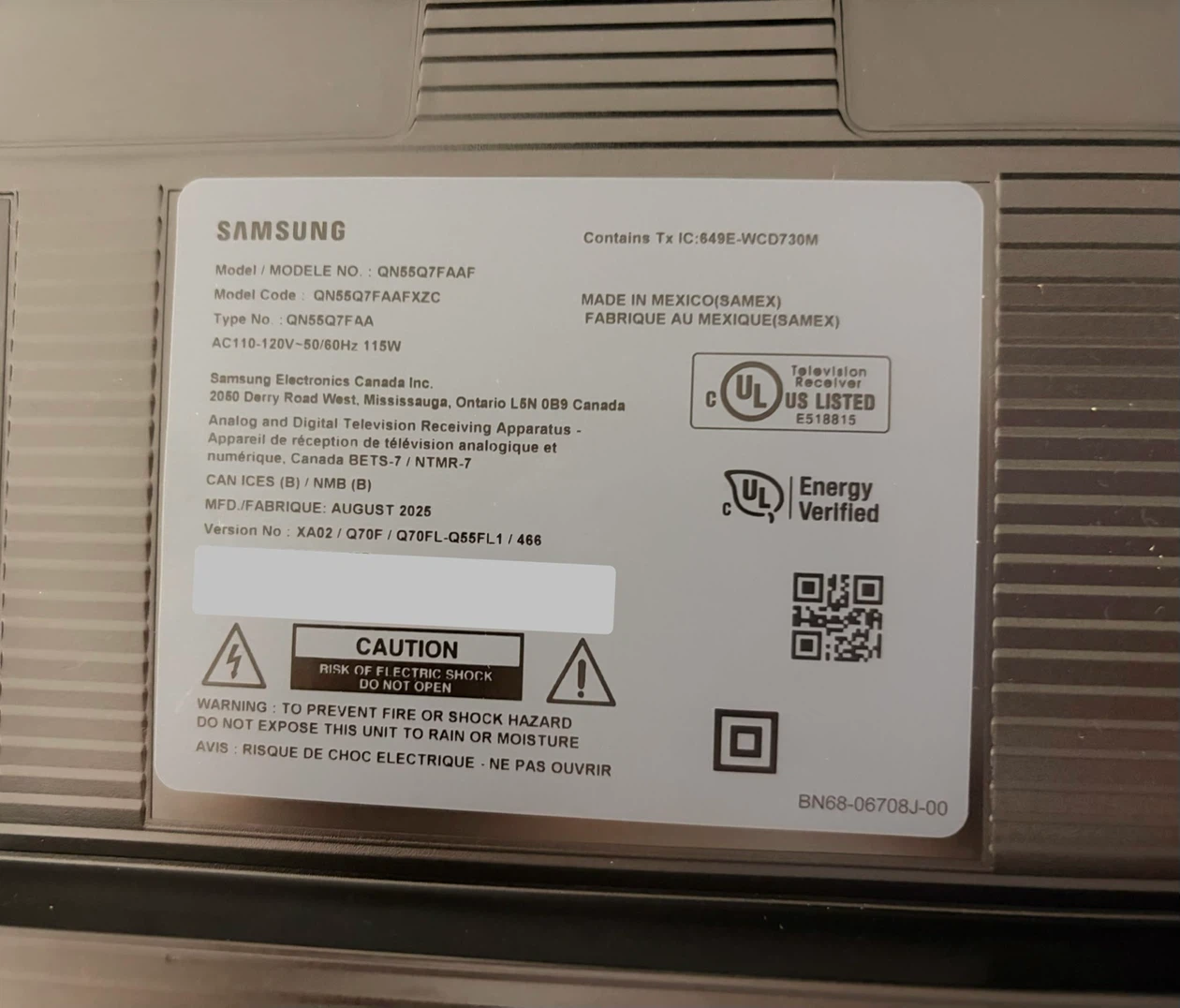 Samsung 55” QLED Q7F Smart TV, Brand New, Under 1 Hour Use - photo 4