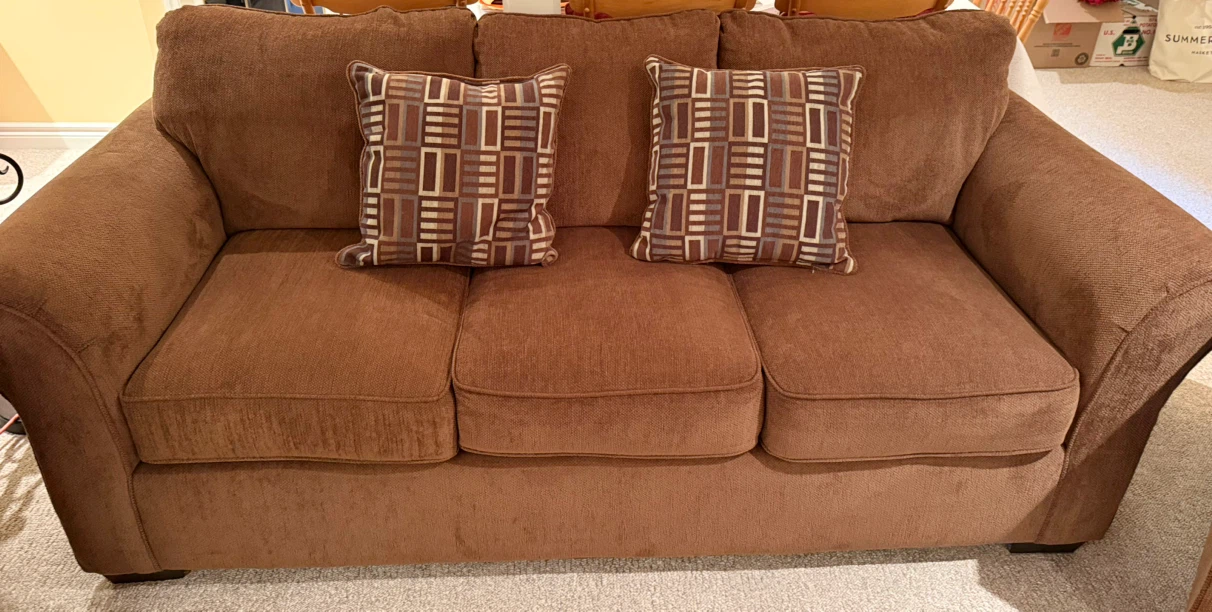3-piece brown fabric sofa and armchair set - photo 2