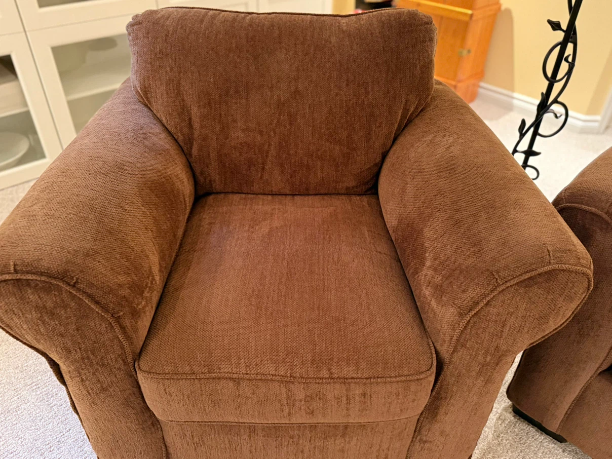 3-piece brown fabric sofa and armchair set - photo 3