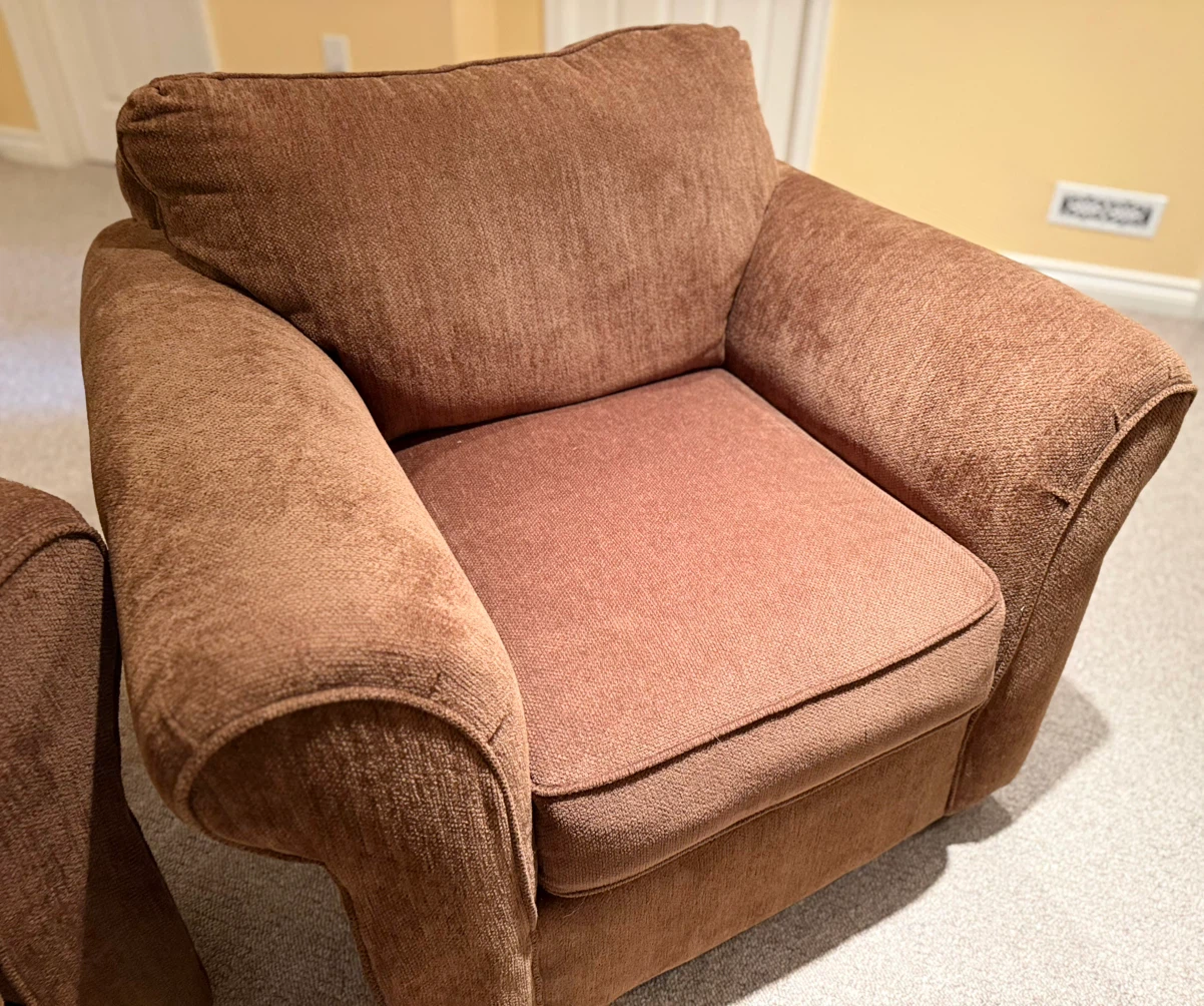 3-piece brown fabric sofa and armchair set - photo 4