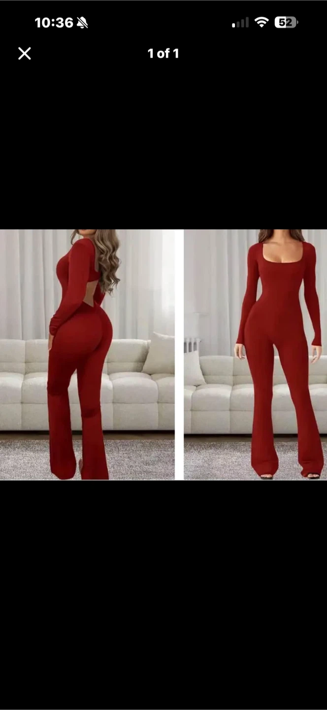 Brand New Red Long Sleeve Flare Jumpsuit. Size large