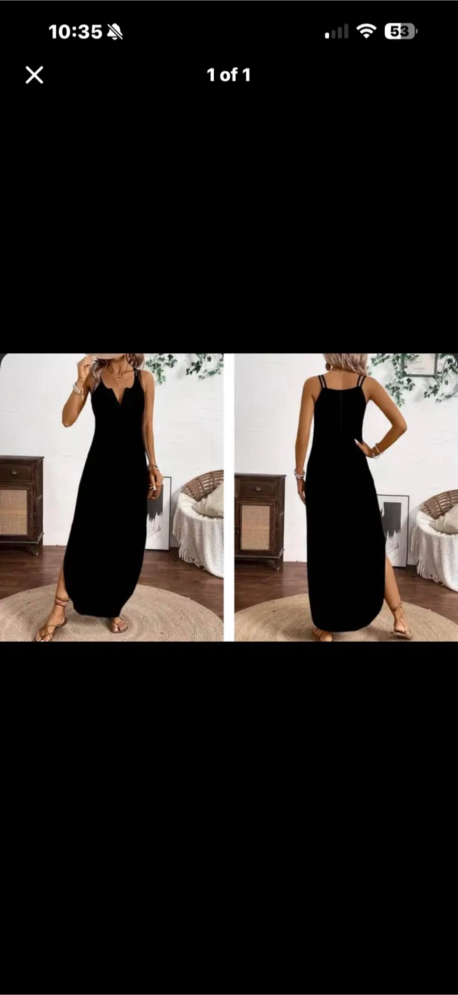 Brand New Black V-Neck Maxi Dress. Size XL