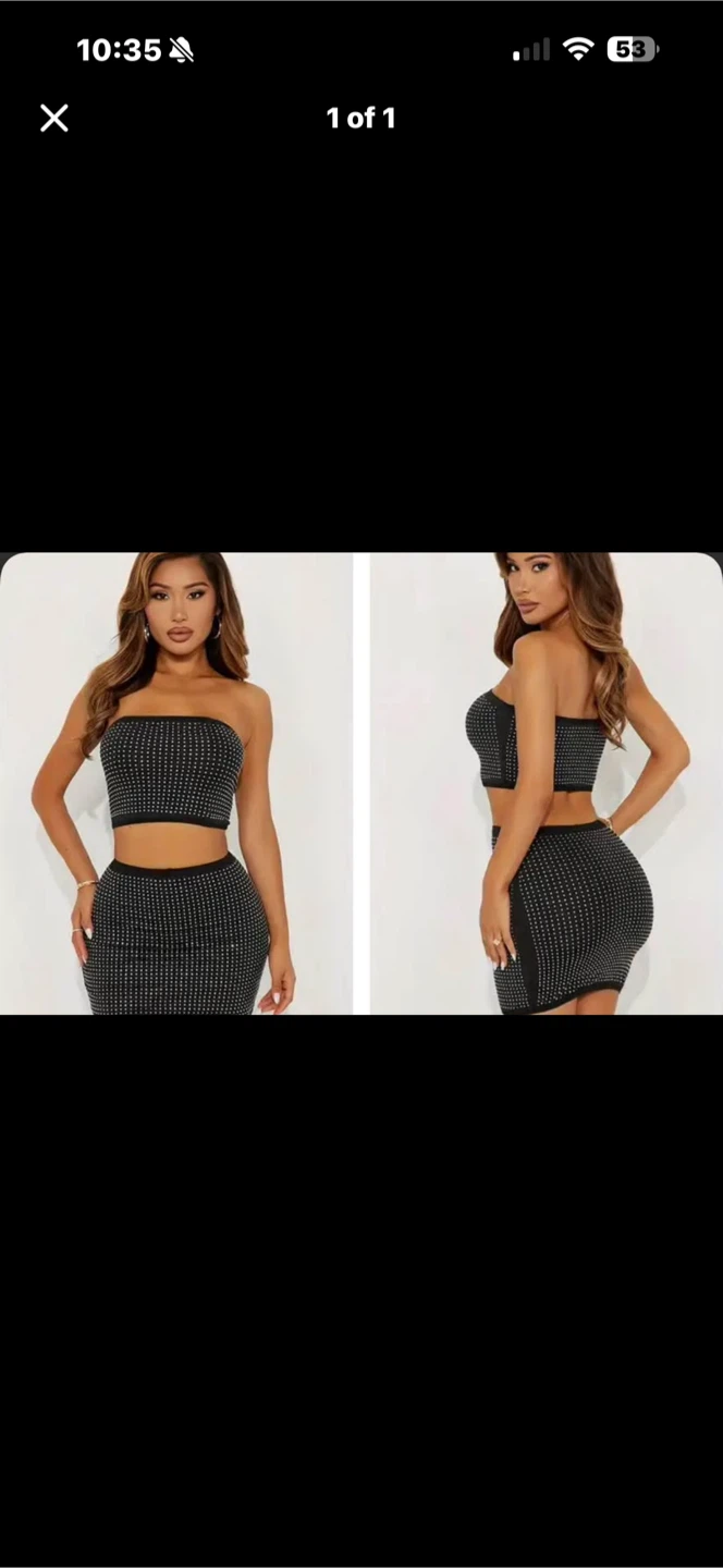Brand New Rhinestone Tube Top and Skirt Set. Size Xsmall
