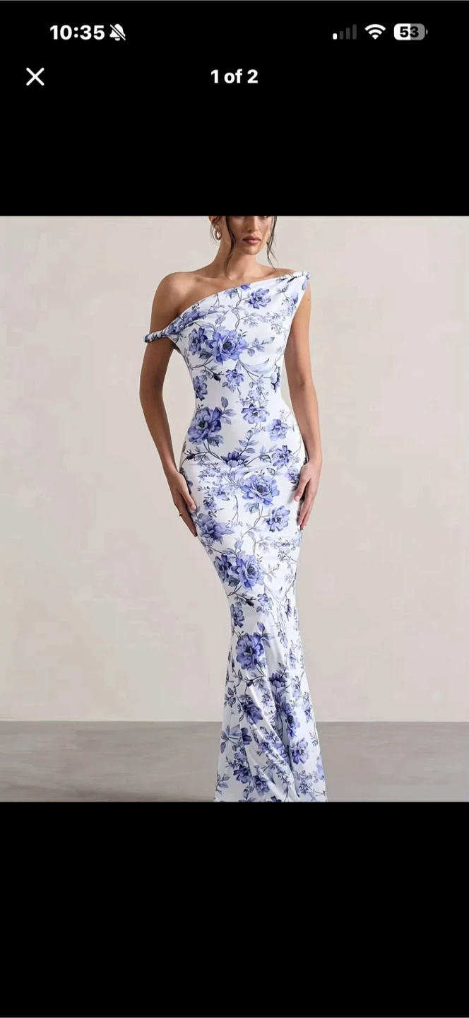 Brand New Floral Print One-Shoulder Maxi Dress. Size Med