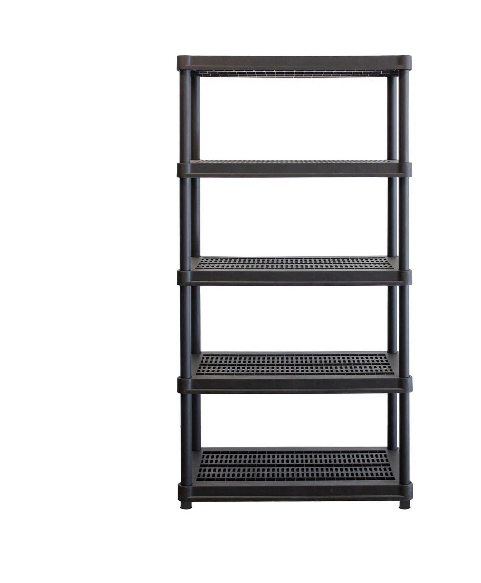 Black 5-Tier Plastic Shelving Unit