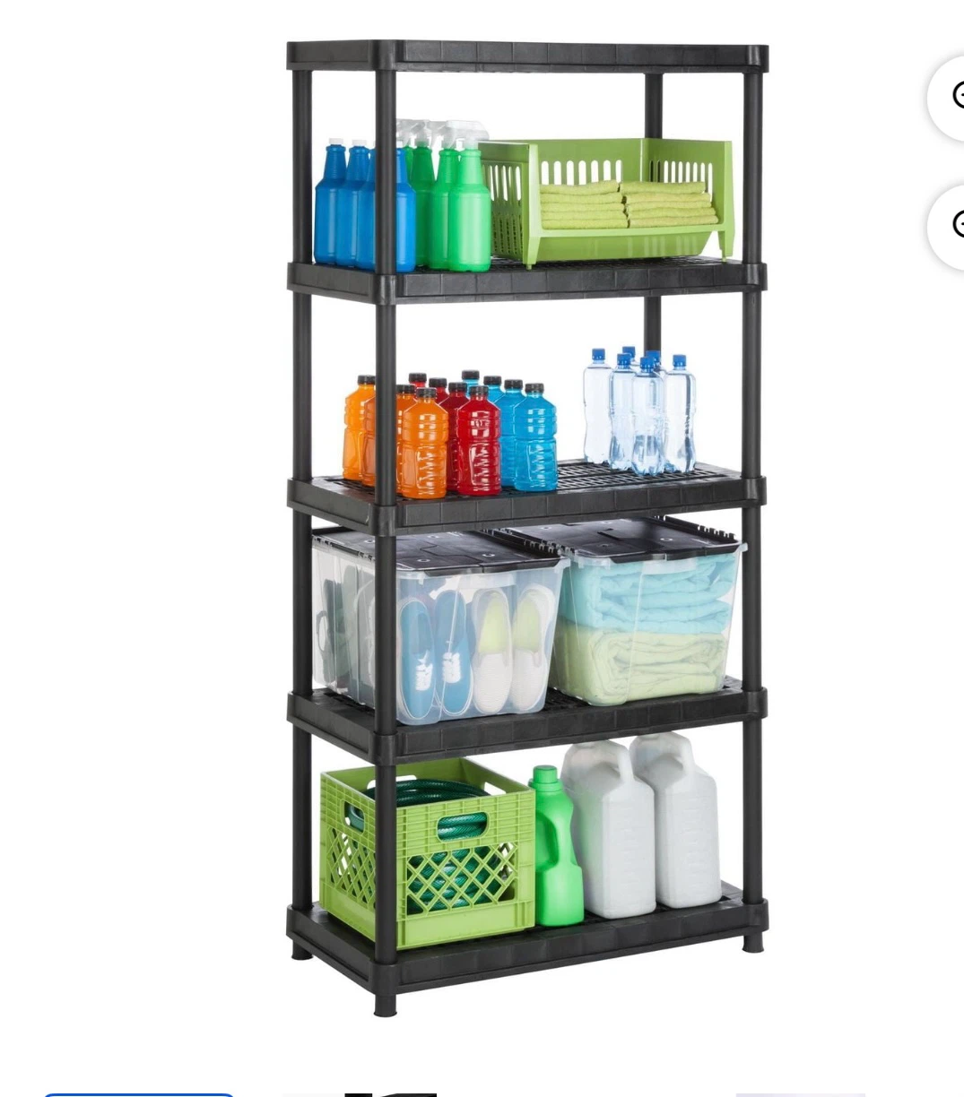 Black 5-Tier Plastic Shelving Unit - photo 3