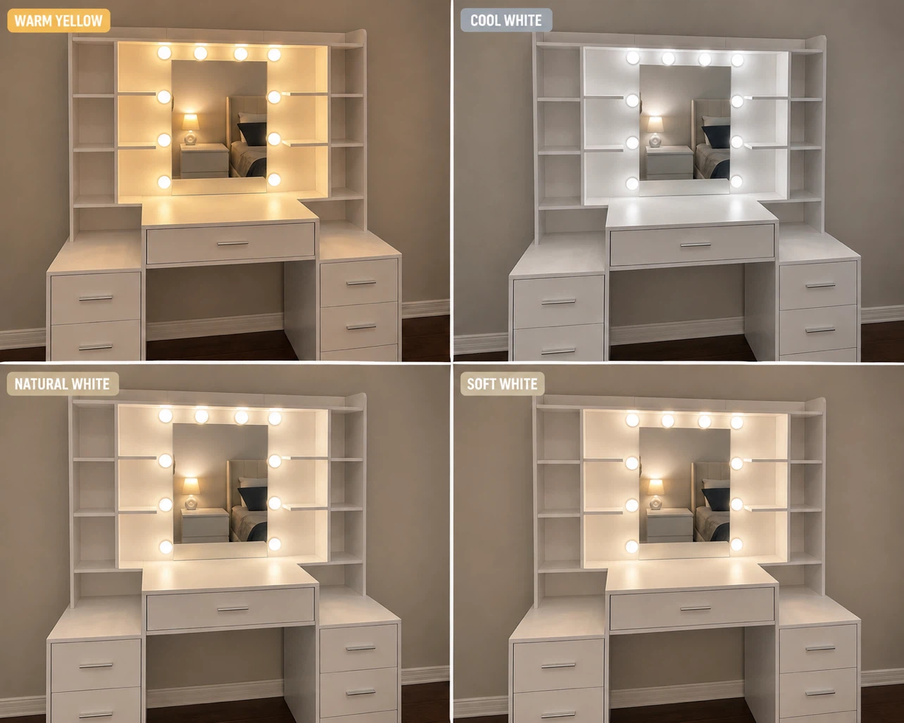 White Hollywood Vanity / Makeup Desk – Excellent Condition
