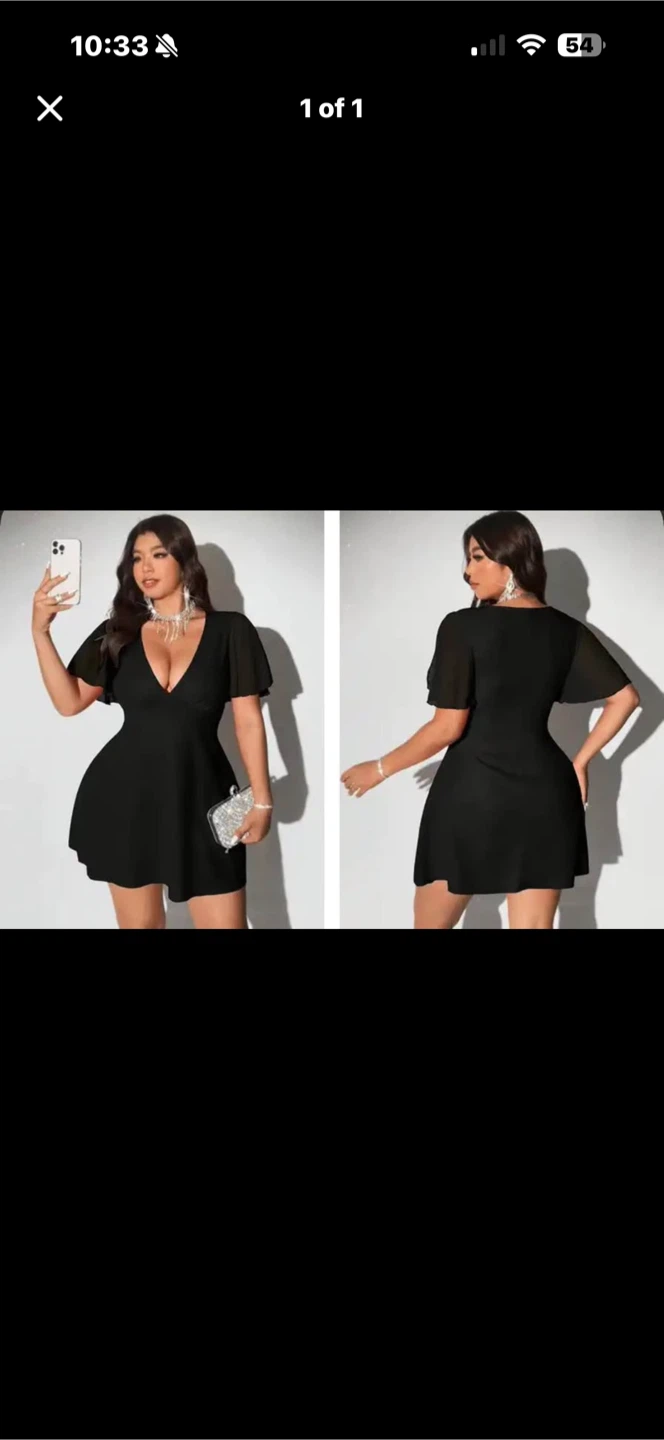 Brand New Black Flutter Sleeve Mini Dress. Size 2XL