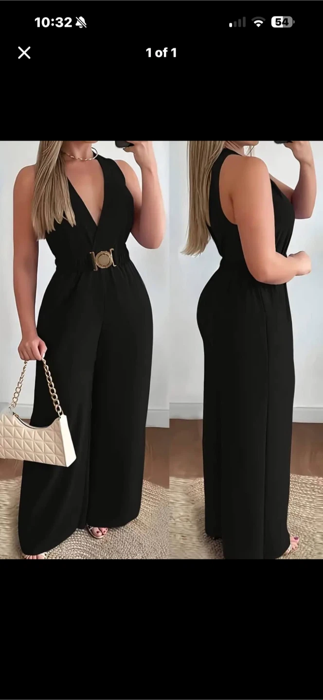 Brand New Black Sleeveless Jumpsuit with Belt. Size 3XL
