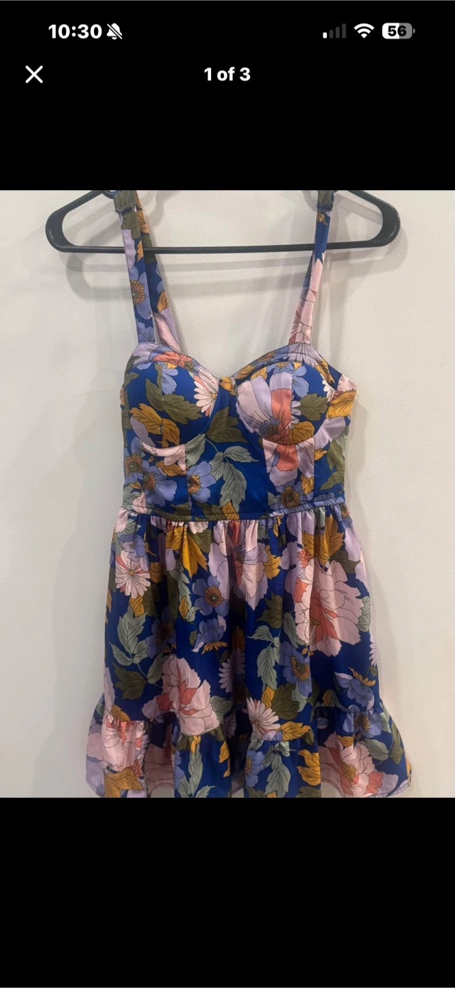 Floral Print Corset-Style Mini Dress. Size small