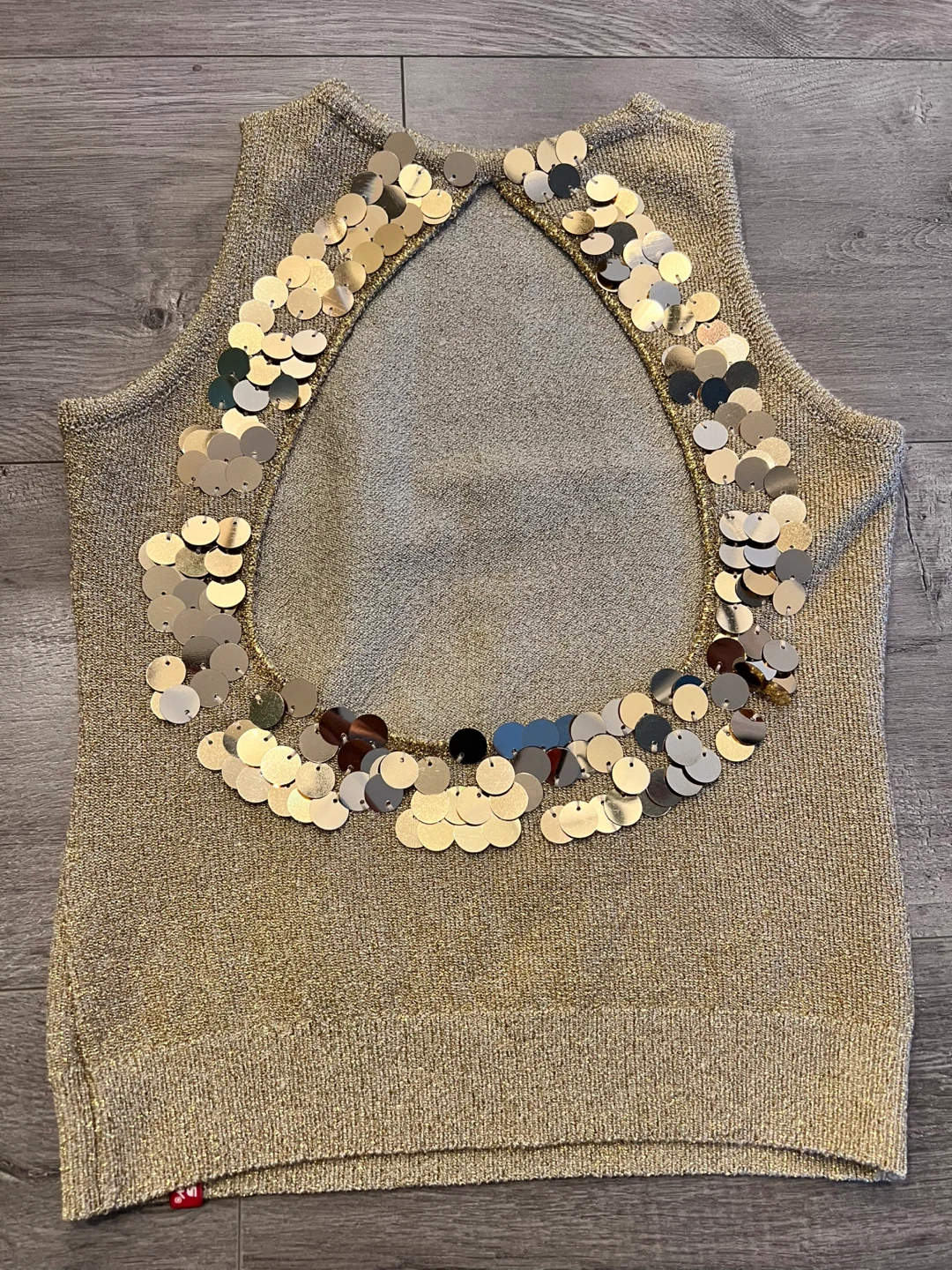 Miss Sixty Luxury Gold Sequin Knit Tank Top XS
