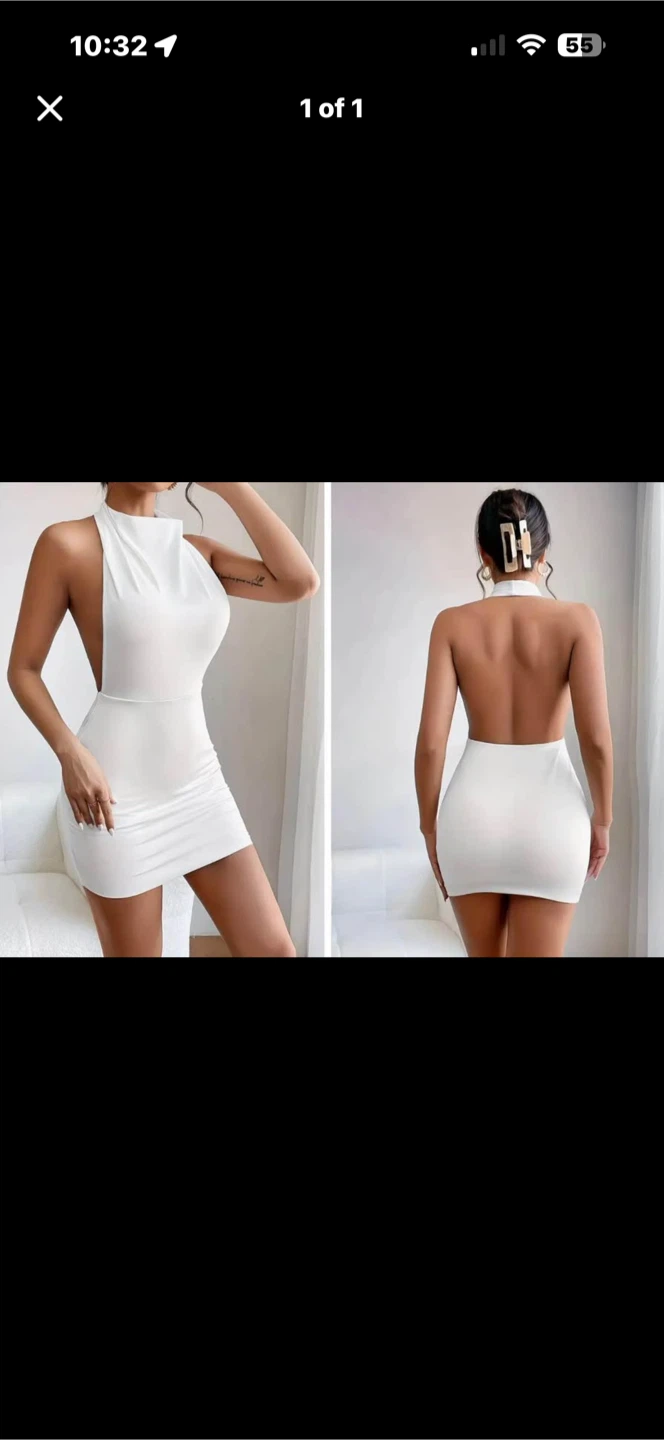 Brand New White Sleeveless Backless Mini Dress. Size Large