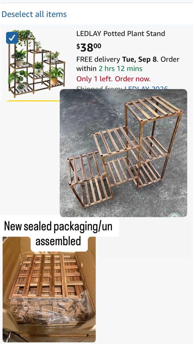 Carbonized Wood Plant Stand