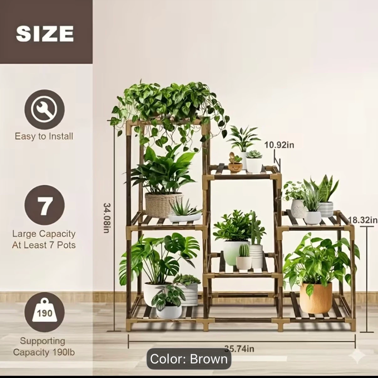 Carbonized Wood Plant Stand - photo 3