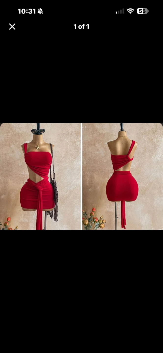 Brand New Red Cutout Mini Dress. Size Med