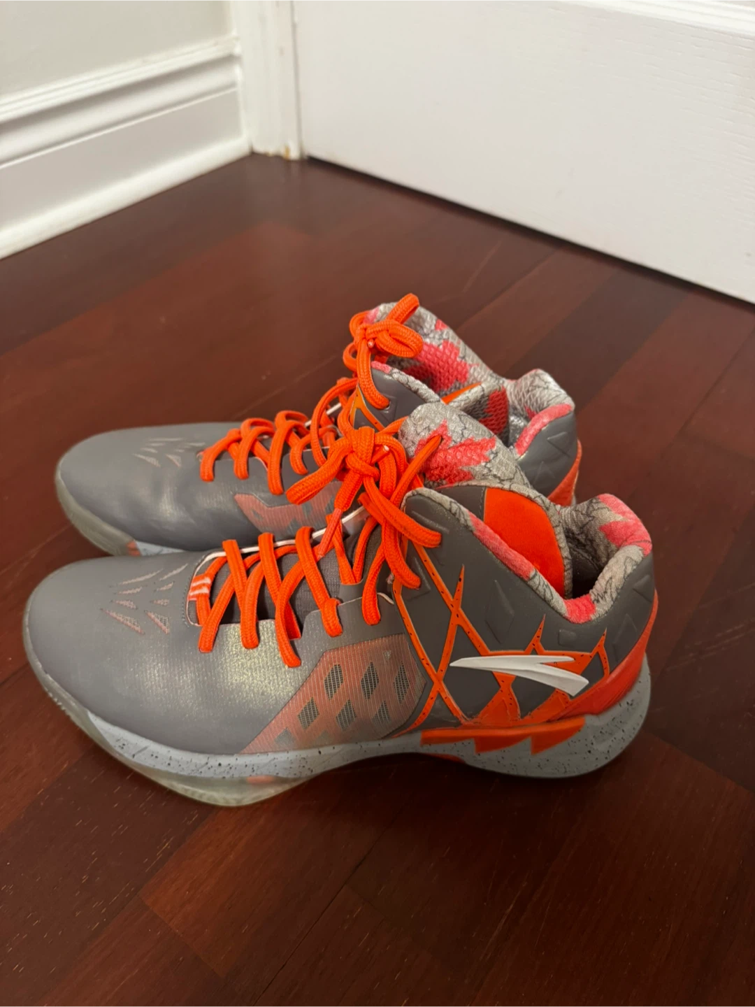 Anta Basketball Shoes Grey and Orange Size 10.5