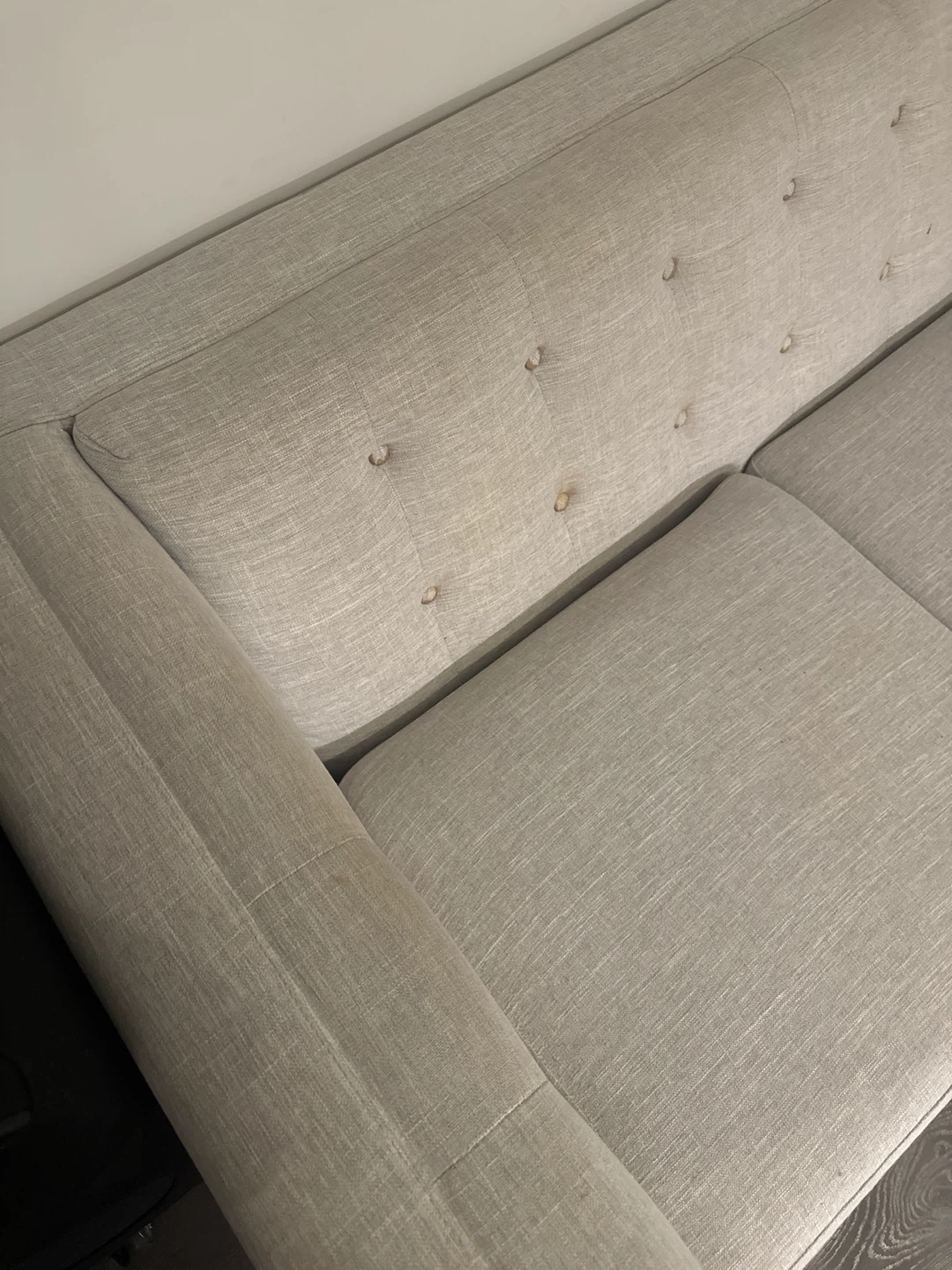Light grey two seater sofa with light blue throw - photo 3