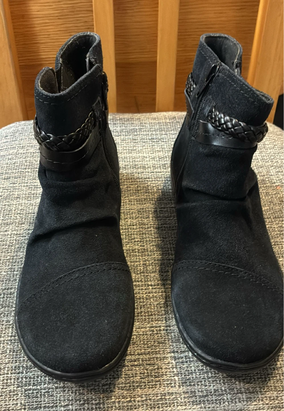New Clark’s Cora Braid Black Suede Ankle Boots - photo 3